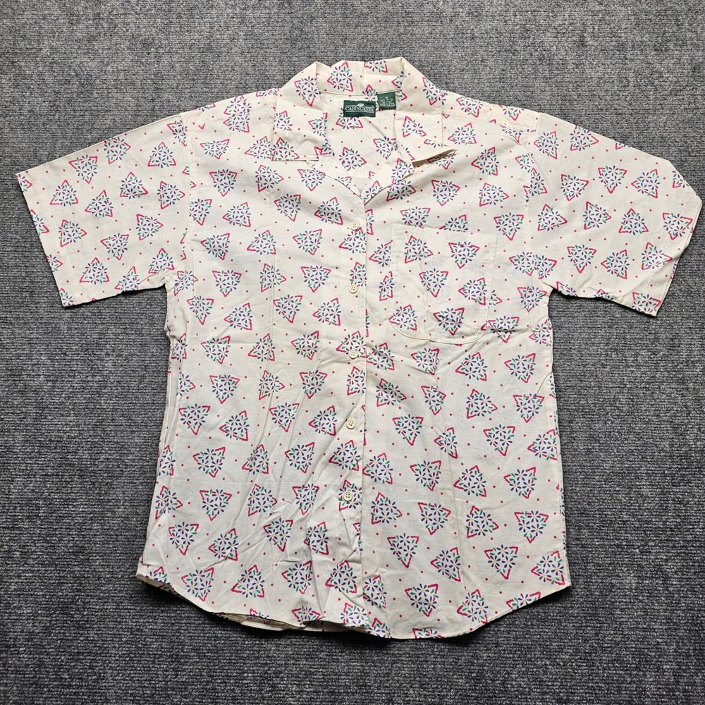 Vintage Cabin Creek Womens Medium Cotton Floral Triangle Print Button Down Shirt